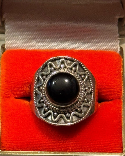 Sterling Silver 925 Ring Black Onyx Stone