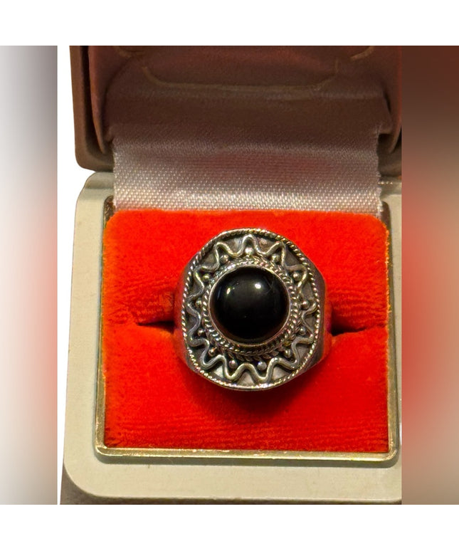 Sterling Silver 925 Ring Black Onyx Stone