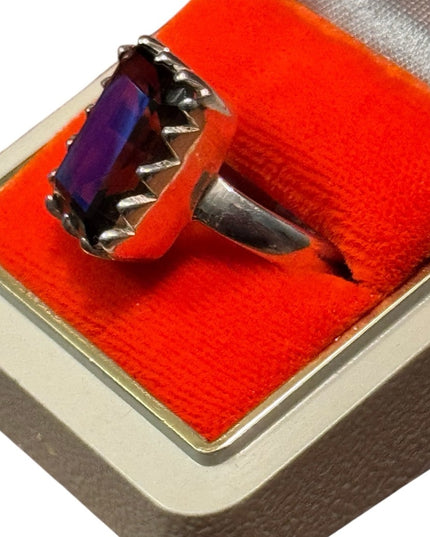 Elegant Vintage Sterling Silver 925 Smokey Tooaz Handmade Gemstone Ring