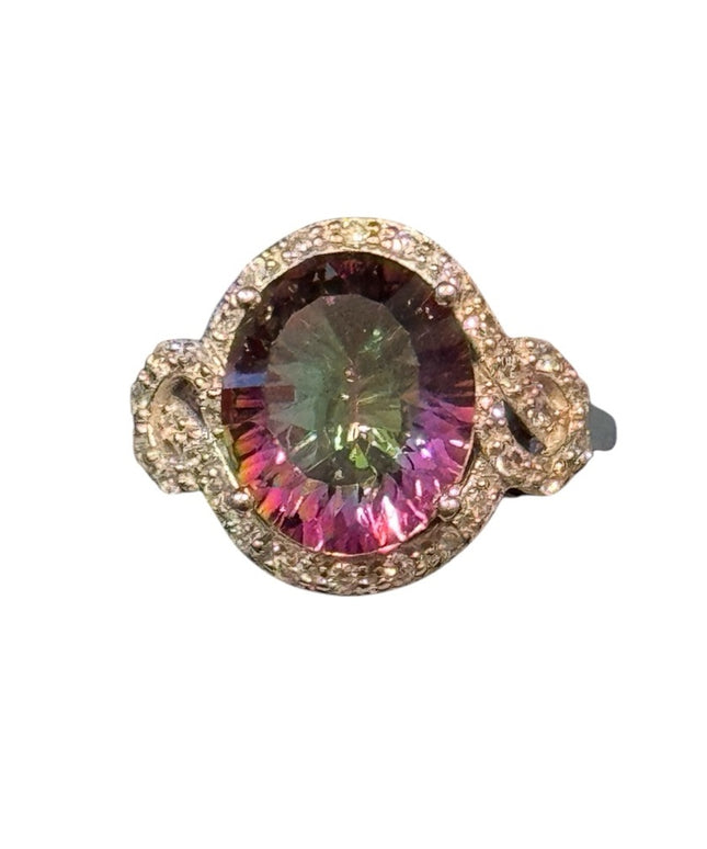 Sterling Silver 925 Multicolor Mystic SimTopaz Gemstone Ring