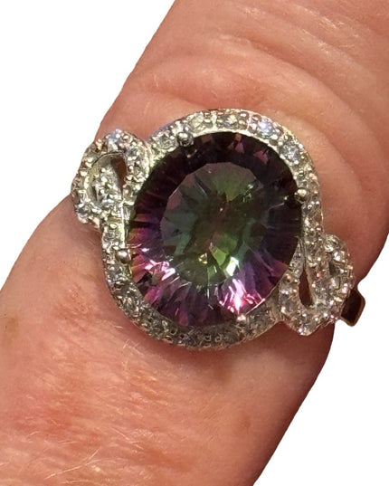 Sterling Silver 925 Multicolor Mystic SimTopaz Gemstone Ring