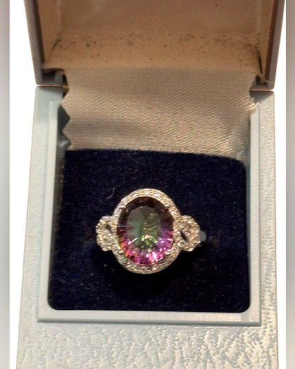 Sterling Silver 925 Multicolor Mystic SimTopaz Gemstone Ring