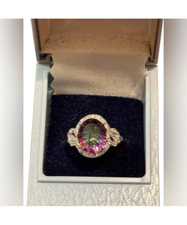 Sterling Silver 925 Multicolor Mystic SimTopaz Gemstone Ring