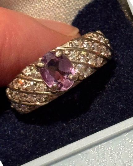 Sterling Silver 925 Purple CZ Gemstone Ring