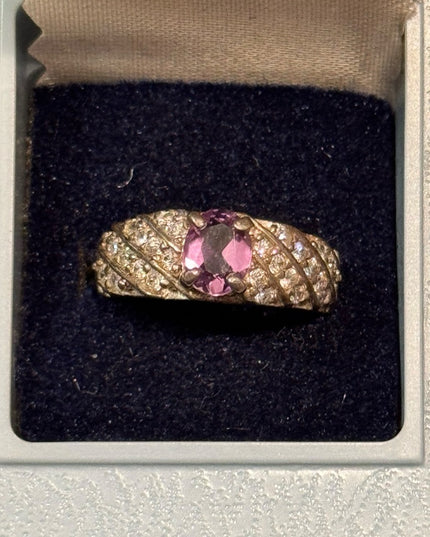 Sterling Silver 925 Purple CZ Gemstone Ring