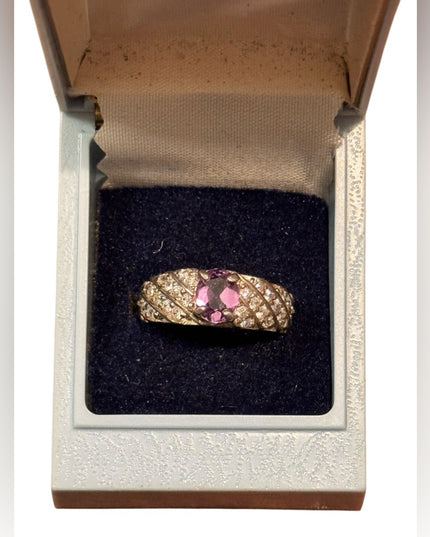 Sterling Silver 925 Purple CZ Gemstone Ring