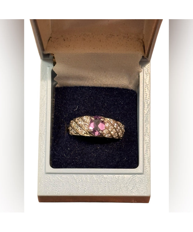 Sterling Silver 925 Purple CZ Gemstone Ring