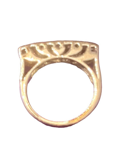 Silver finish CZ glass crystal fancy ring
