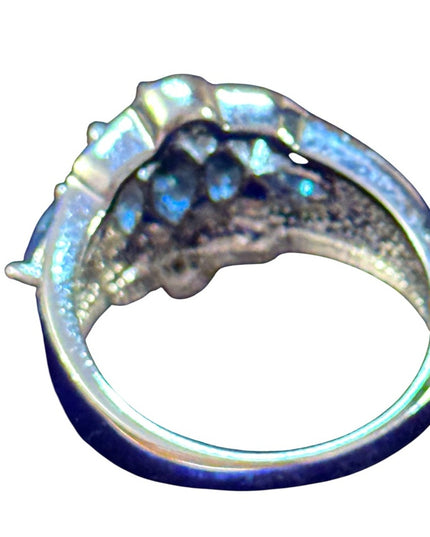 Fancy Silver Rhodium Plated Blue CZ   Ring