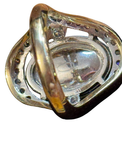 Elegant 14k Gold 585 Stunning Large White Opal & Diamond Ring