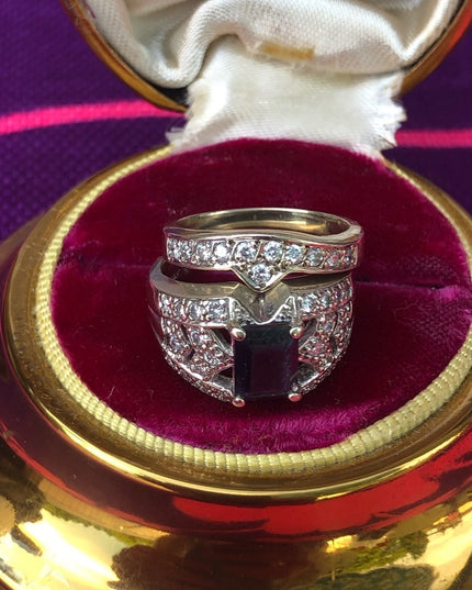 14k Gold Diamond & Iolite Ring set 10.3g