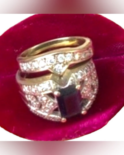 14k Gold Diamond & Iolite Ring set 10.3g