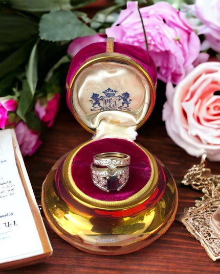 14k Gold Diamond & Iolite Ring set 10.3g