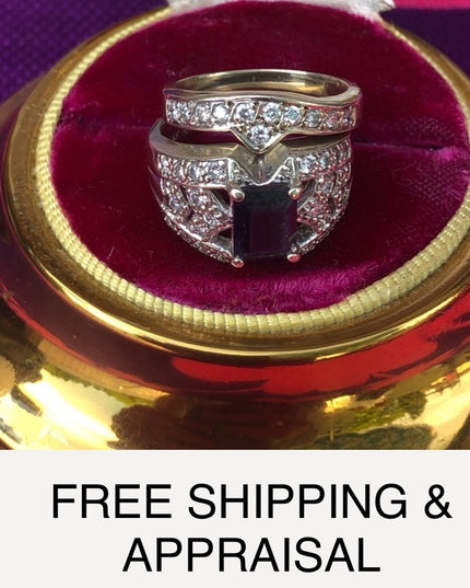 14k Gold Diamond & Iolite Ring set 10.3g