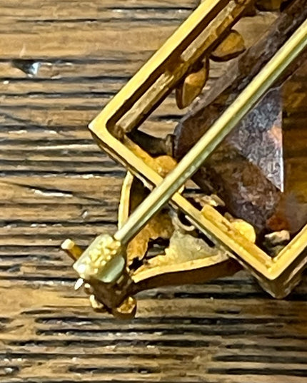 - Antique RARE Georgian 14k Gold miner Diamond & Citrine ornate brooch RARE pie…