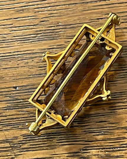 - Antique RARE Georgian 14k Gold miner Diamond & Citrine ornate brooch RARE pie…