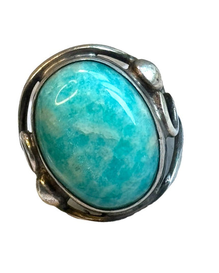 Vintage Larimar silver unmarked handmade southwestern ring