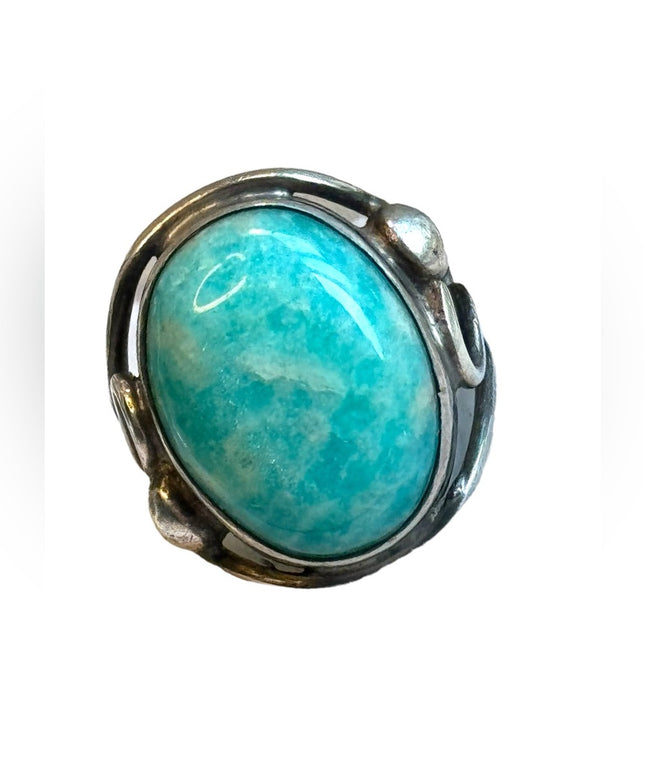 Vintage Larimar silver unmarked handmade southwestern ring