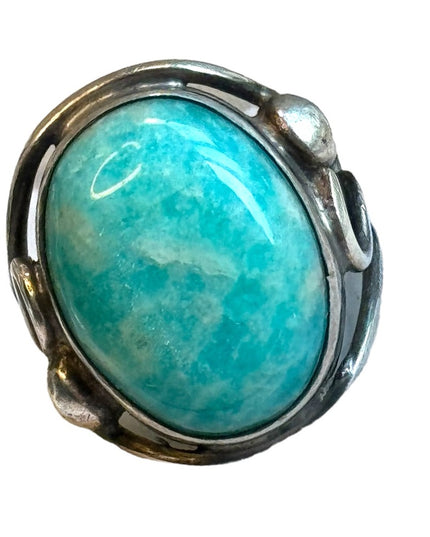 Vintage Larimar silver unmarked handmade southwestern ring