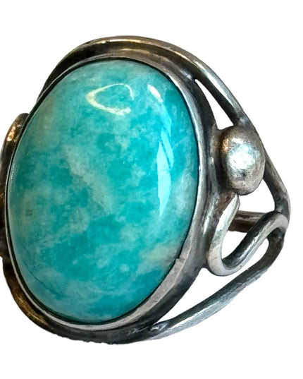 Vintage Larimar silver unmarked handmade southwestern ring