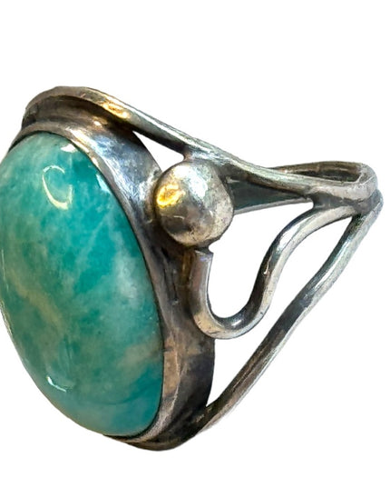 Vintage Larimar silver unmarked handmade southwestern ring