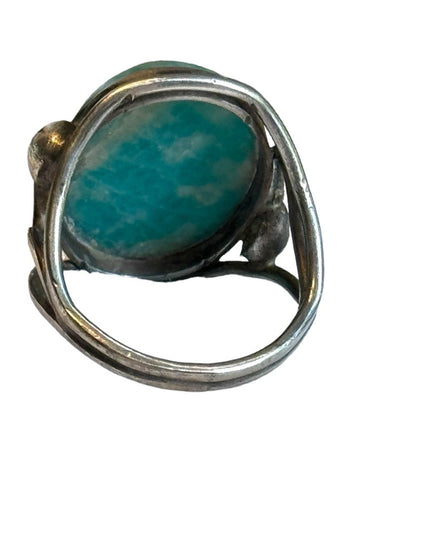 Vintage Larimar silver unmarked handmade southwestern ring