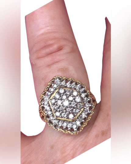 - Spectacular 14k Gold 1 Ct Diamond ring CLUSTER cocktail Ring w/ Appraisal