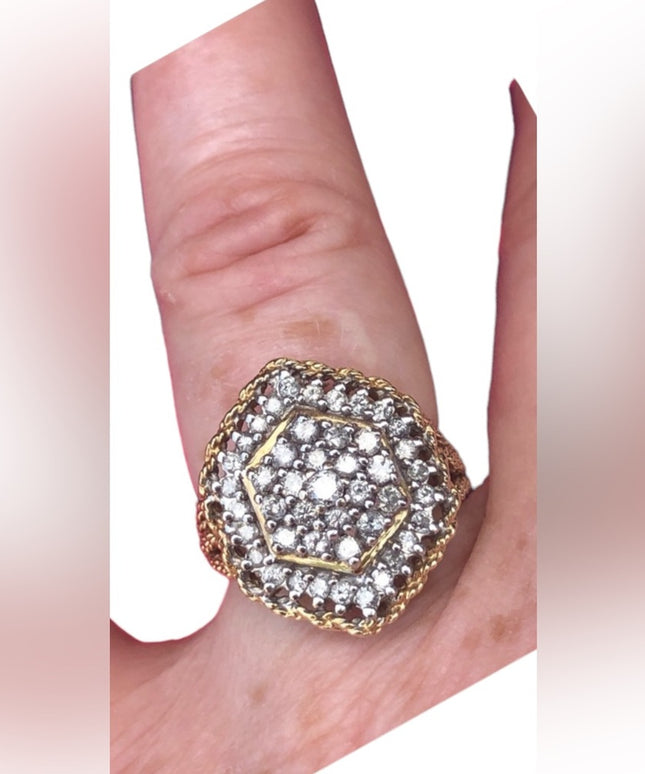 - Spectacular 14k Gold 1 Ct Diamond ring CLUSTER cocktail Ring w/ Appraisal