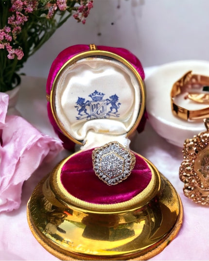 - Spectacular 14k Gold 1 Ct Diamond ring CLUSTER cocktail Ring w/ Appraisal
