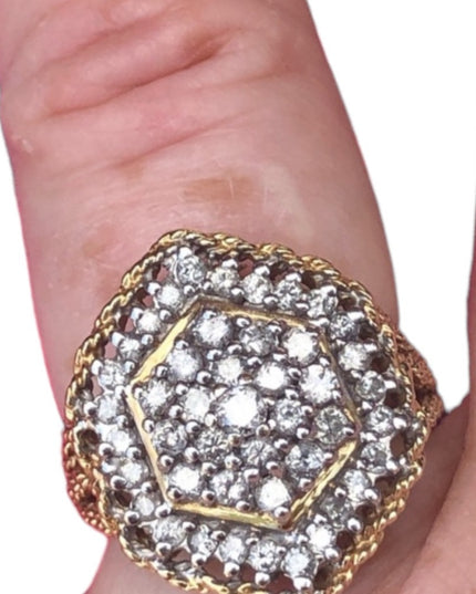 - Spectacular 14k Gold 1 Ct Diamond ring CLUSTER cocktail Ring w/ Appraisal