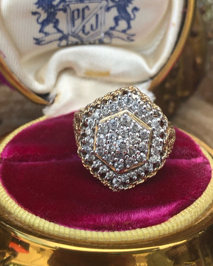 - Spectacular 14k Gold 1 Ct Diamond ring CLUSTER cocktail Ring w/ Appraisal