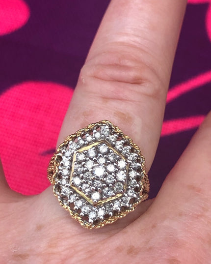 - Spectacular 14k Gold 1 Ct Diamond ring CLUSTER cocktail Ring w/ Appraisal