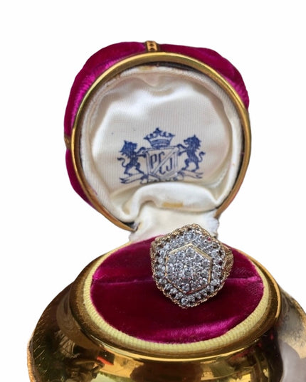 - Spectacular 14k Gold 1 Ct Diamond ring CLUSTER cocktail Ring w/ Appraisal