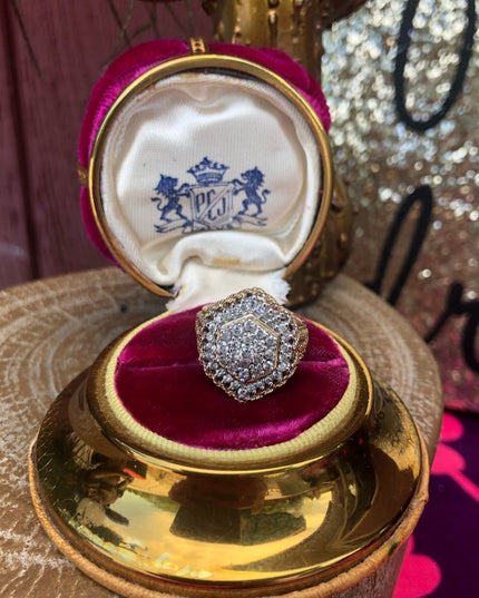 - Spectacular 14k Gold 1 Ct Diamond ring CLUSTER cocktail Ring w/ Appraisal