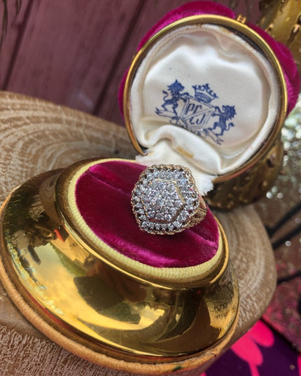 - Spectacular 14k Gold 1 Ct Diamond ring CLUSTER cocktail Ring w/ Appraisal