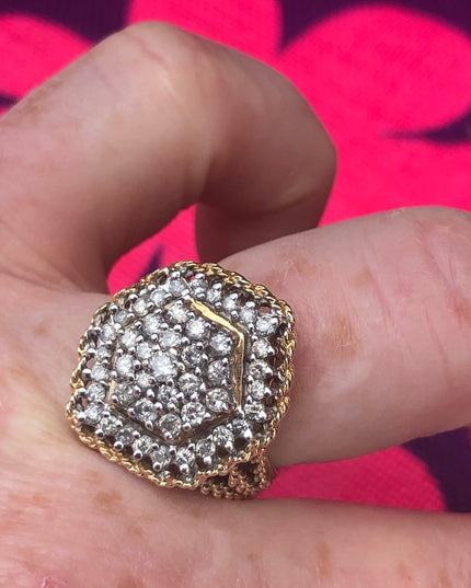 - Spectacular 14k Gold 1 Ct Diamond ring CLUSTER cocktail Ring w/ Appraisal