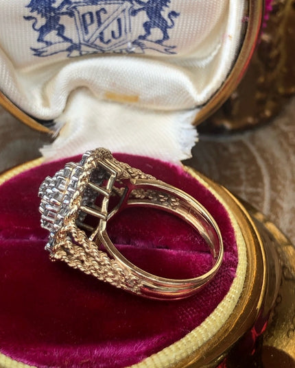 - Spectacular 14k Gold 1 Ct Diamond ring CLUSTER cocktail Ring w/ Appraisal