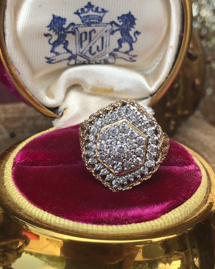 - Spectacular 14k Gold 1 Ct Diamond ring CLUSTER cocktail Ring w/ Appraisal