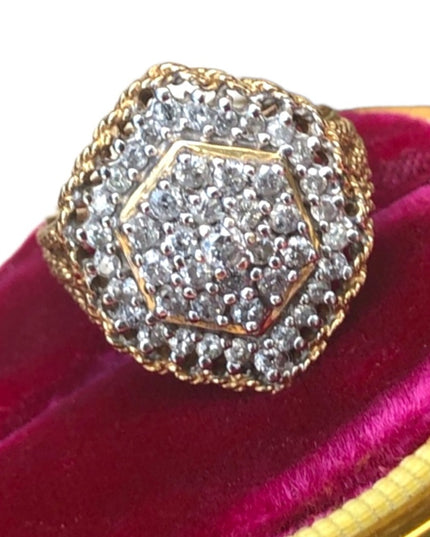 - Spectacular 14k Gold 1 Ct Diamond ring CLUSTER cocktail Ring w/ Appraisal