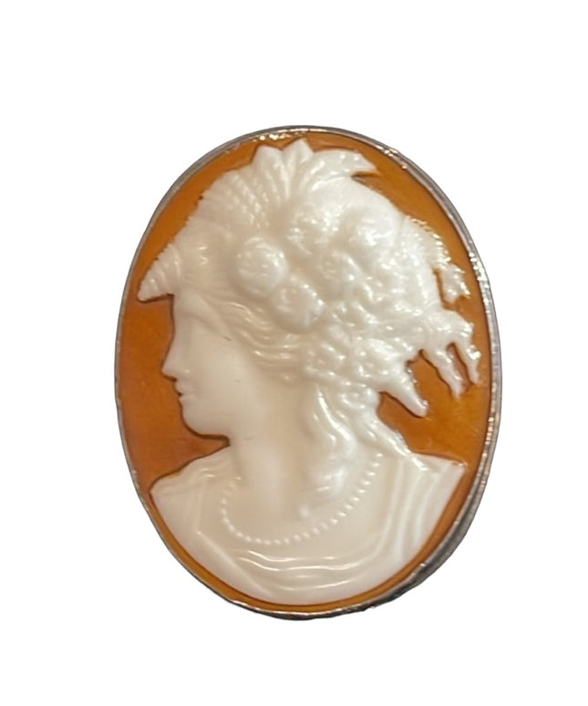 Vintage Sterling silver LARGE glass cameo trojan ring