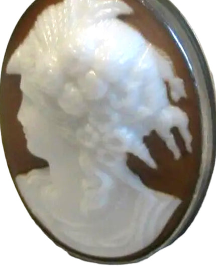 Vintage Sterling silver LARGE glass cameo trojan ring