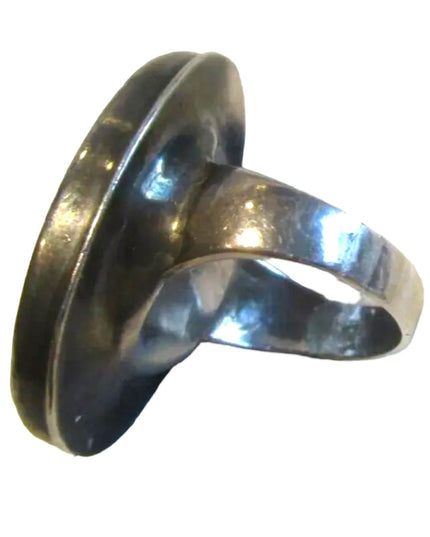 Vintage Sterling silver LARGE glass cameo trojan ring