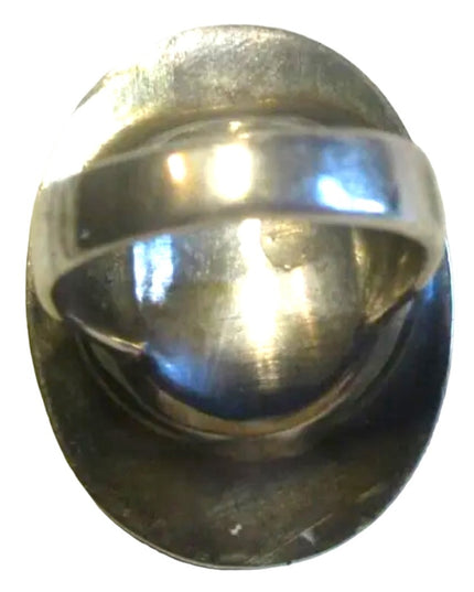 Vintage Sterling silver LARGE glass cameo trojan ring