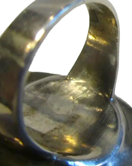 Vintage Sterling silver LARGE glass cameo trojan ring