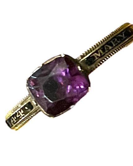 Antique Georgian Mourning enameled ring 1773 Authentic Purple paste 18k …