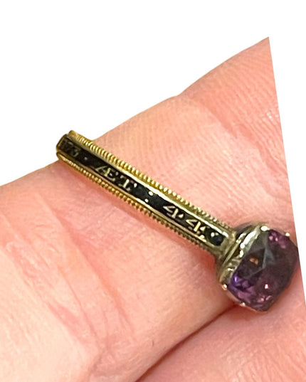Antique Georgian Mourning enameled ring 1773 Authentic Purple paste 18k …