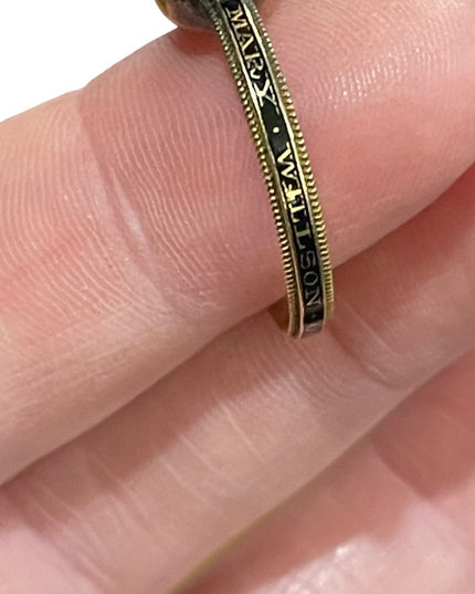 Antique Georgian Mourning enameled ring 1773 Authentic Purple paste 18k …