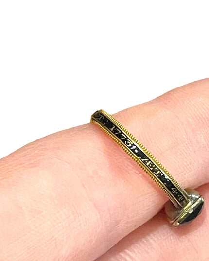 Antique Georgian Mourning enameled ring 1773 Authentic Purple paste 18k …