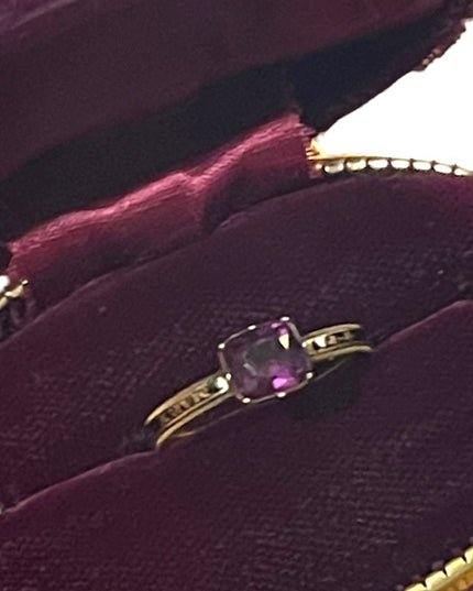 Antique Georgian Mourning enameled ring 1773 Authentic Purple paste 18k …