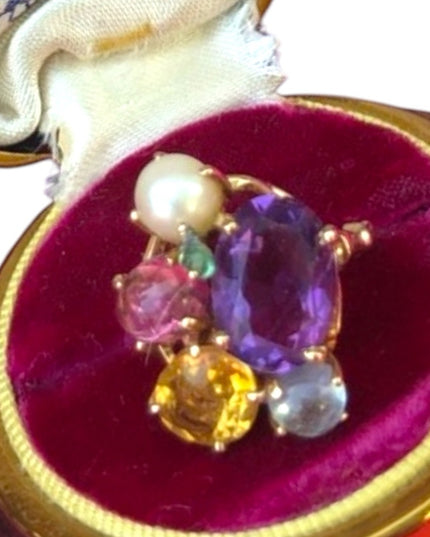 - Spectacular Cocktail Cluster Multi gemstone Custom ring 10.64 TCW W appr…